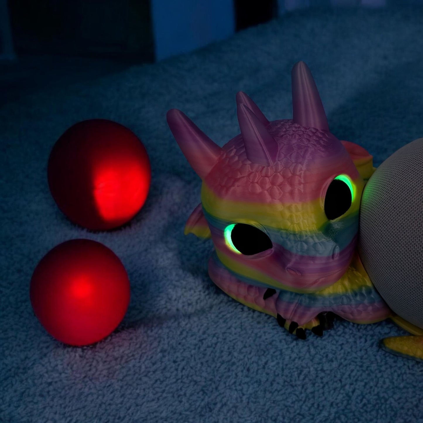 Relaxter Regenbogen Drache Halter für Echo Dot 4, 5, Kids | Glow Augen | PLA
