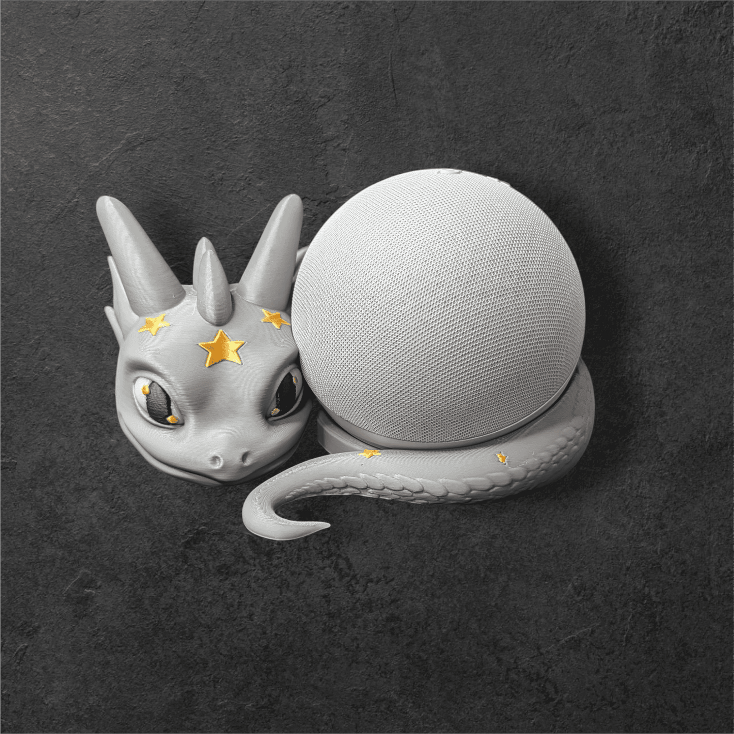 Echo Dot 5 Halterung Sternendrache | Alexa Ständer Glow & Gold | Deko Zubehör