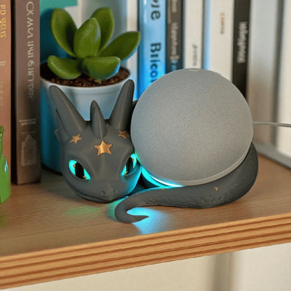 Echo Dot 5 Halterung Sternendrache | Alexa Ständer Glow & Gold | Deko Zubehör