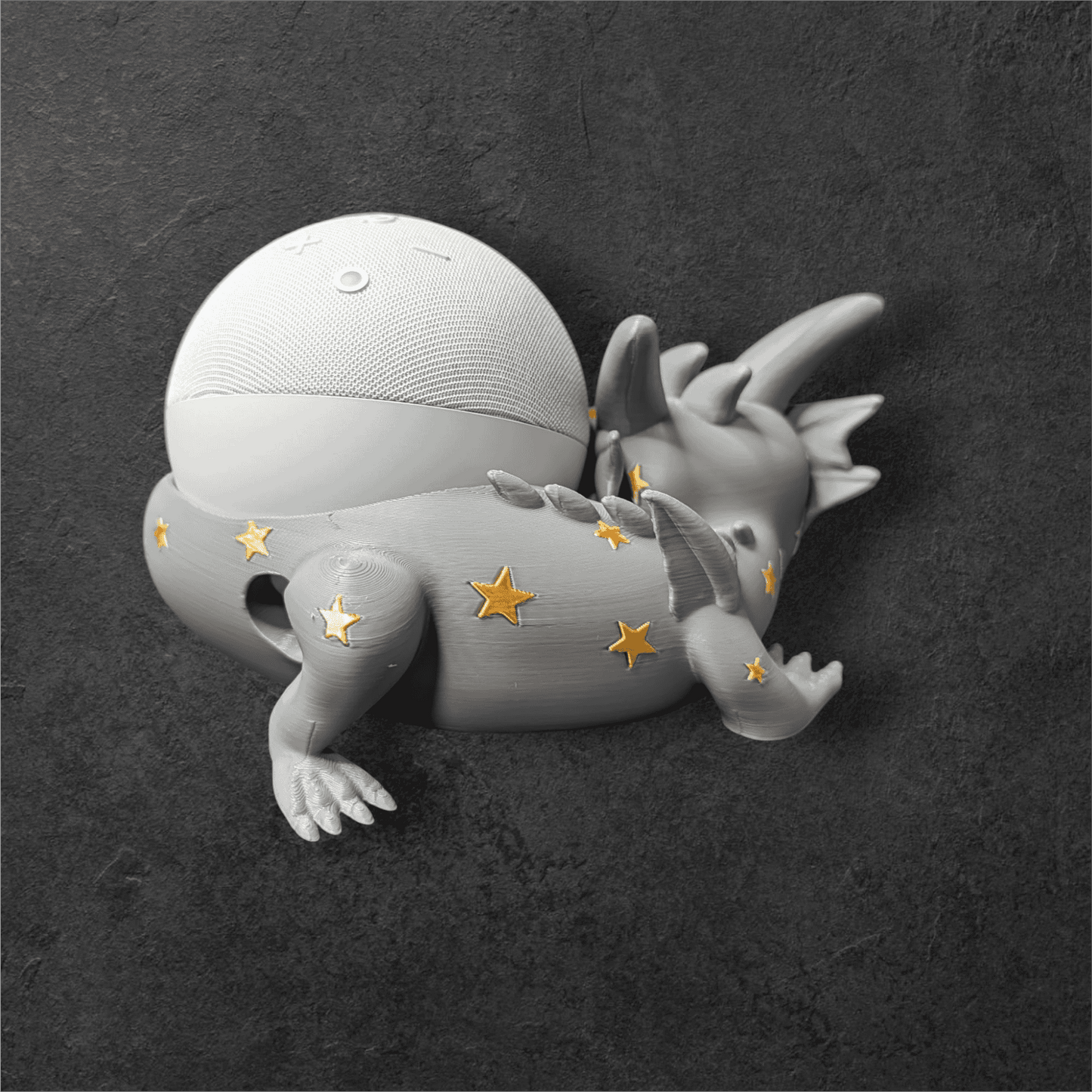 Echo Dot 5 Halterung Sternendrache | Alexa Ständer Glow & Gold | Deko Zubehör