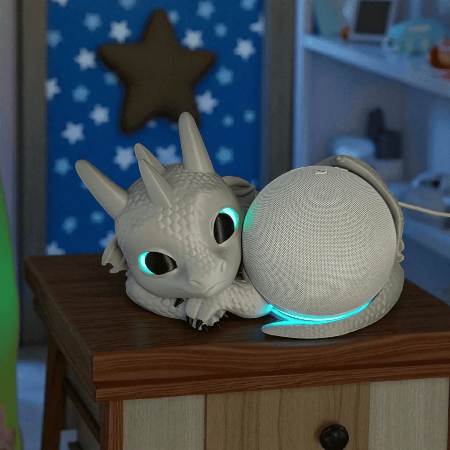 Echo Dot 5 Halterung Babydrache | Alexa Ständer Glow | Drache Deko Figur Figur