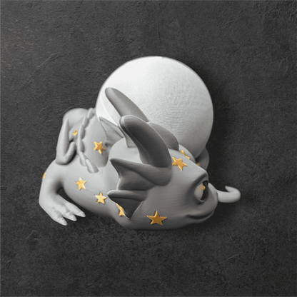 Echo Dot 5 Halterung Sternendrache | Alexa Ständer Glow & Gold | Deko Zubehör