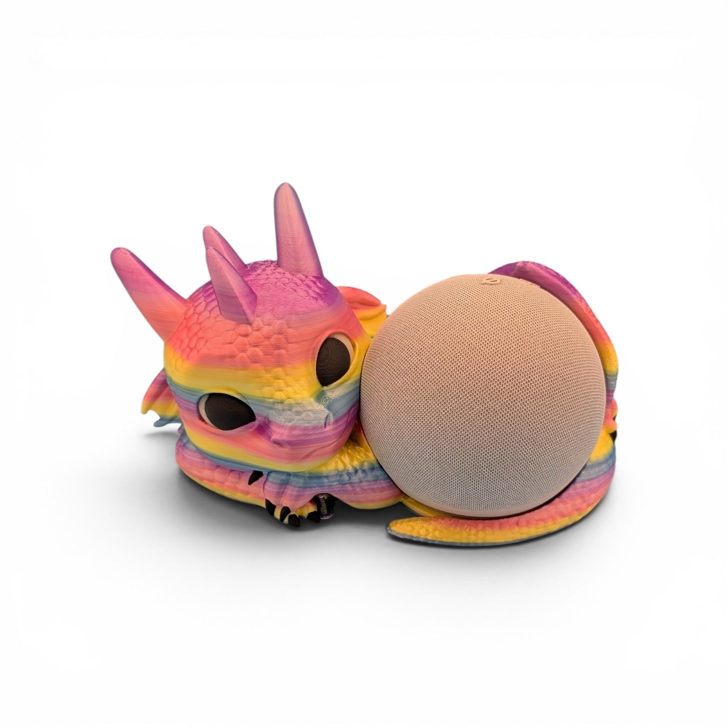 Relaxter Regenbogen Drache Halter für Echo Dot 4, 5, Kids | Glow Augen | PLA